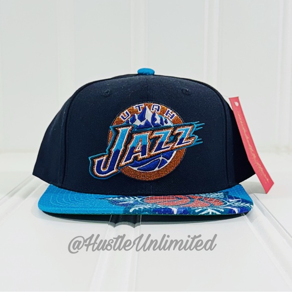 Utah Jazz Mitchell Ness Snapshot NBA Hardwood Classics SnapBack Cap Hat - Picture 1 of 8